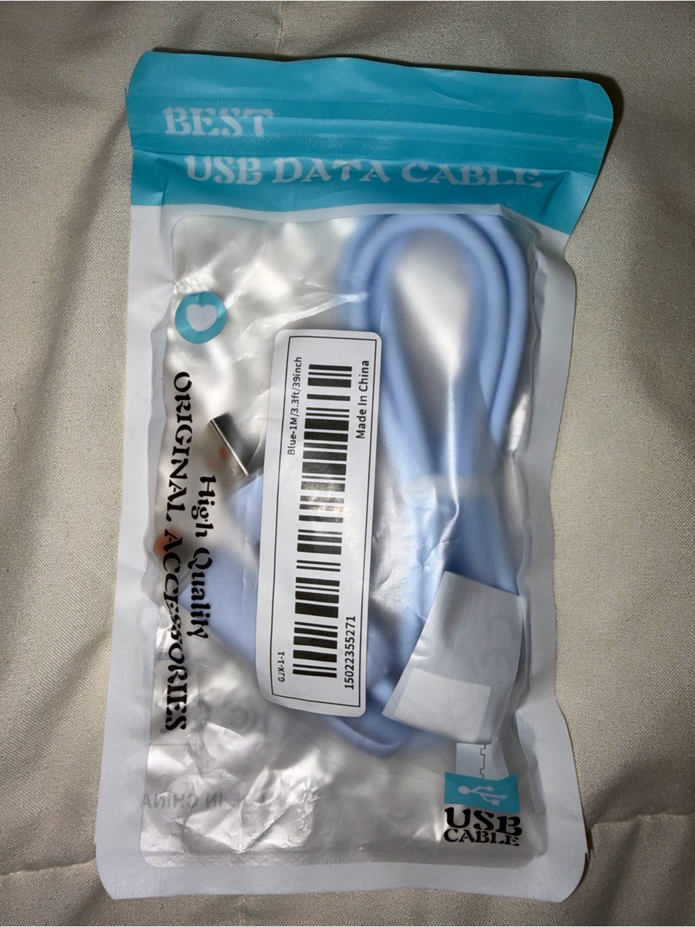 Generic USB Charging & Data Cable - Light Blue 3feet